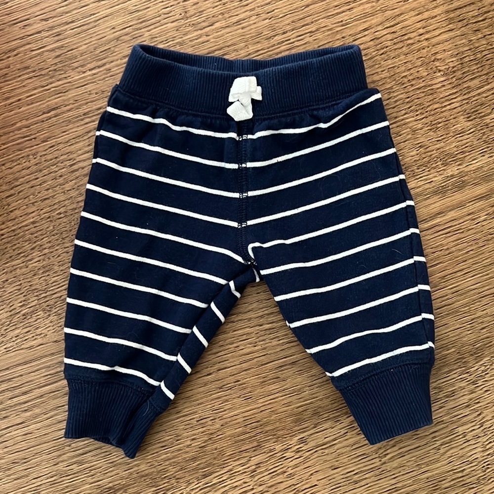 Navy/white striped baby joggers 3 month carters